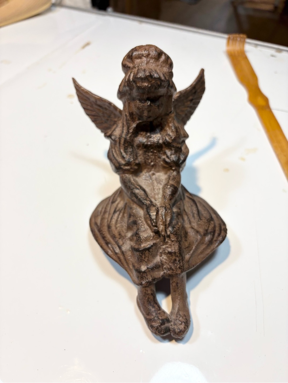 cast iron angel cherub figurine shelf sitter or rustic home decoration - Picture 2 of 9
